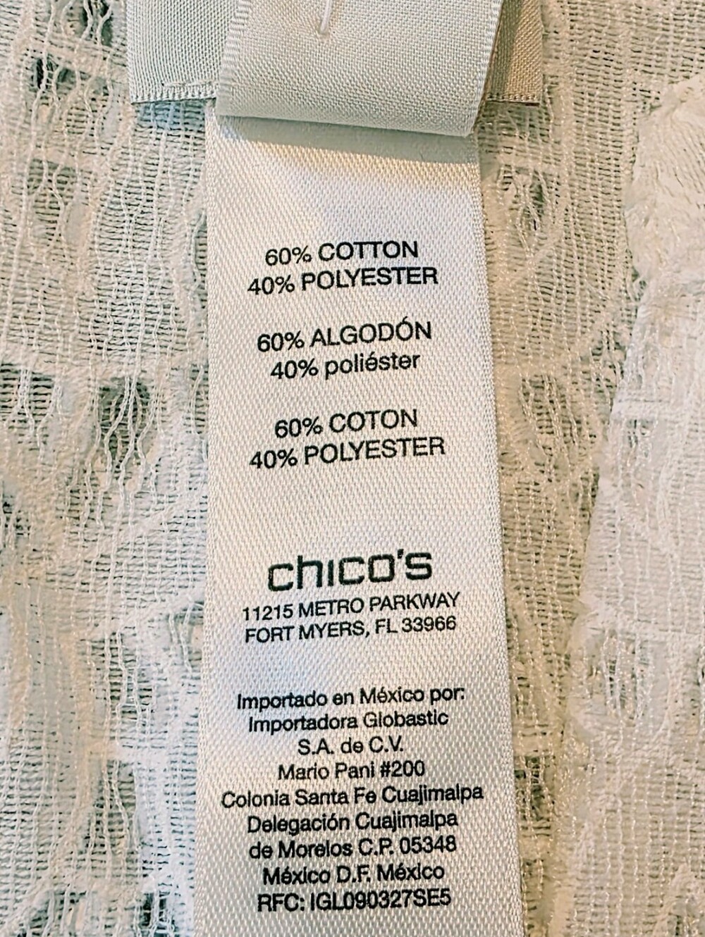 Chico's White Open Lace Split Notched V-neck 3/4 Sleeve Tunic Top Size XL - Picture 8 of 9
